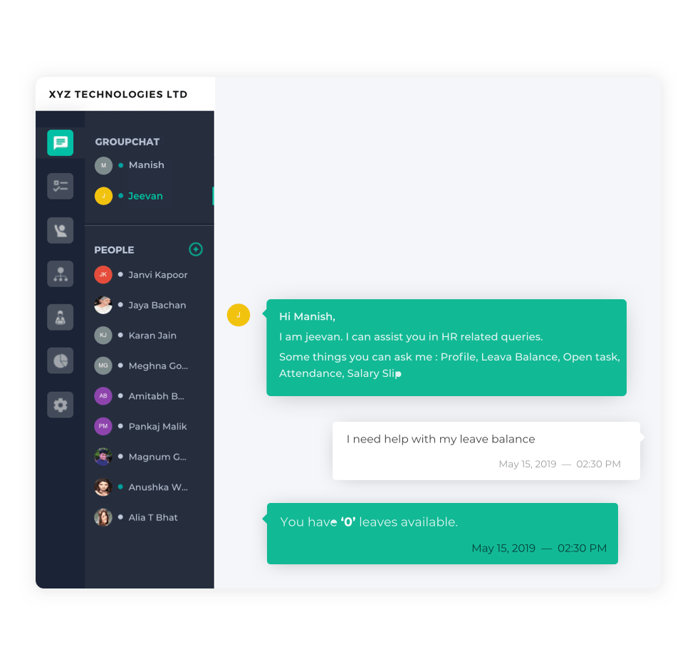 instant chat system: hr software