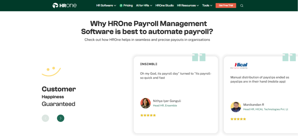 Hrone Payroll Software Dashboard Showcasing India-Native Pf, Esi, Tds Automation For Mid-Market Hr Teams In 2026.