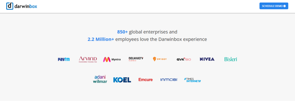 Darwinbox Enterprise Client Logos Showing 850+ Global Brands, An Enterprise-Scale Zinghr Alternative