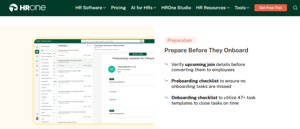 Hrms Software Onboarding Hr Software Hrone Preboarding Checklist Inside The Super Inbox Verifying Join Details And Document Collection Tasks