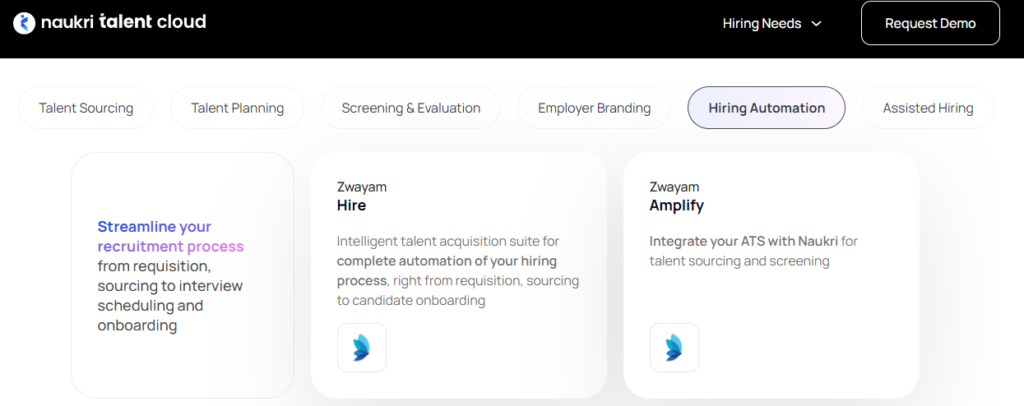 Hrms Software Onboarding Hrone Naukri Talent Cloud Hiring Automation With Zwayam Hire And Amplify For Sourcing, Screening, And Onboarding