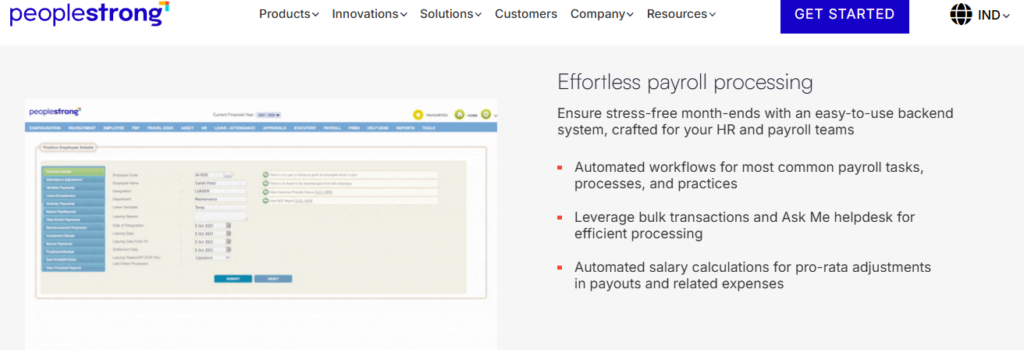 Peoplestrong Payroll Dashboard Showing Automated Workflows And Employee Finalisation For Indian Payroll Compliance Teams