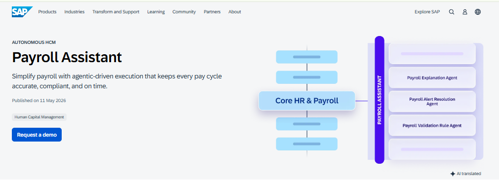 Sap Successfactors Autonomous Hcm Payroll Assistant With Agentic Core Hr And Payroll Automation Agents