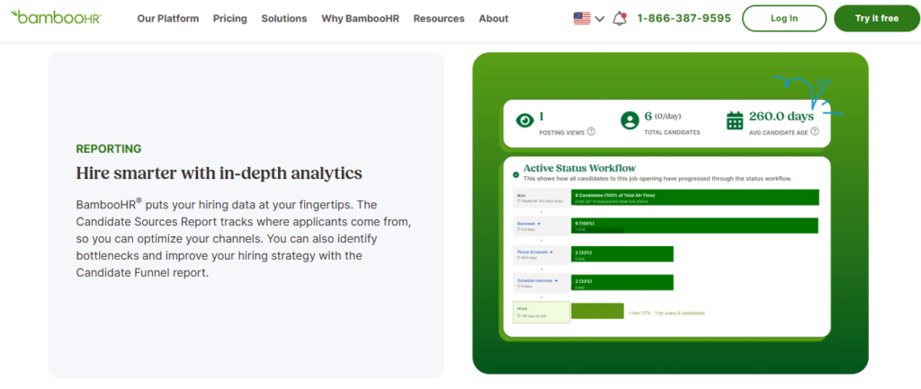 Hrms Software Hr Software Hrone Bamboohr Recruitment Analytics Dashboard Showing Candidate Sources Report And Hiring Funnel With Time-To-Hire Metrics