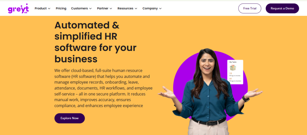 Greythr Homepage Promoting Automated Cloud Hr Software For Leave, Attendance, And Payroll Compliance
