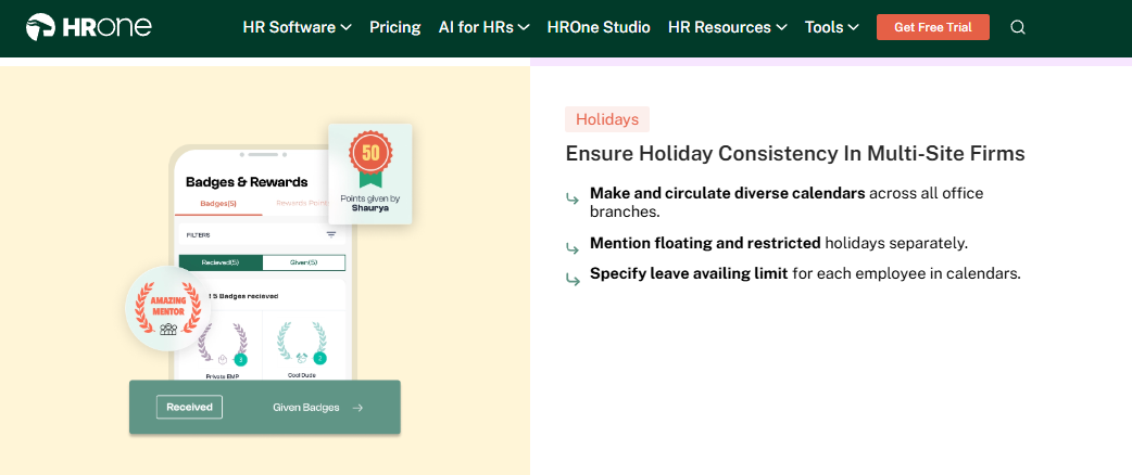 Hrms Software Hr Software Hrone Holiday Calendar Settings For Multi-Site Firms With Floating, Restricted Holidays And Leave Availing Limits