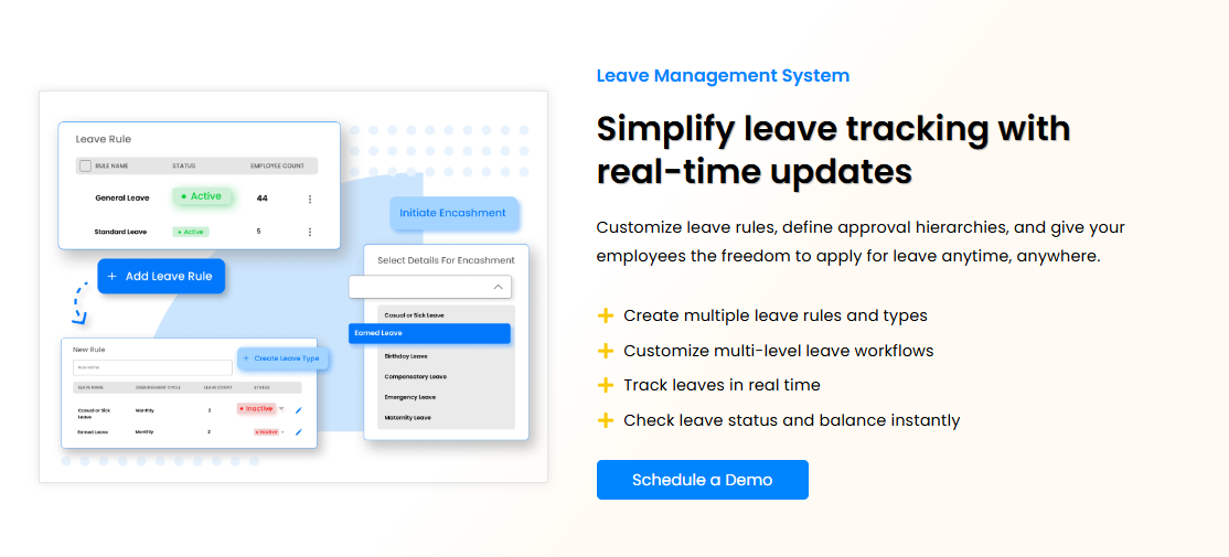 Hrms Software Hrone Leave Management Dashboard With Custom Leave Rules, Encashment Settings And Multi-Level Approval Workflows