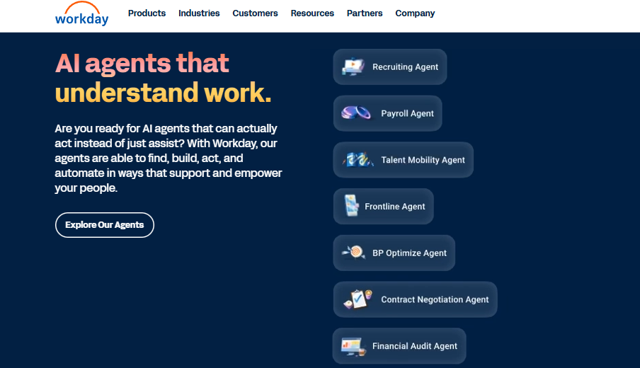 Workday Ai Agents Interface For Recruiting, Payroll, Talent Mobility, Frontline, And Financial Audit Work