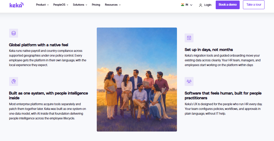 Keka Hr Platform Highlighting Native Payroll, Compliance, Migration, And Configurable Workflows